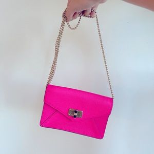 Diane Von Furstenberg BITSY CAVIAR LEATHER CROSSBODY BAG IN FUCHSIA